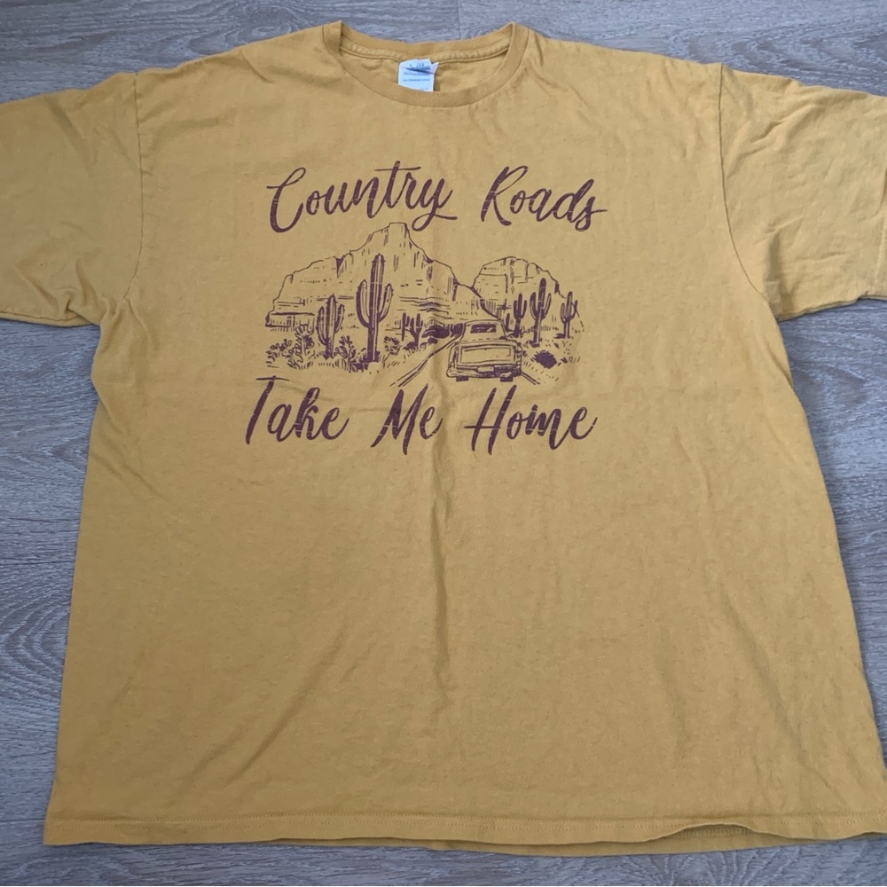 Country Roads Take Me Home Yellow T-Shirt Size XL